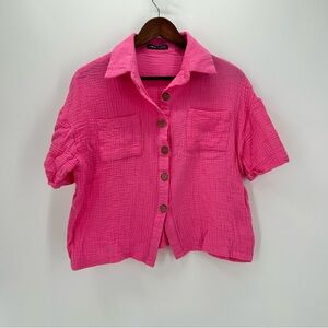 Pink Gauze Set, size Large, Shorts and Cropped Button Up